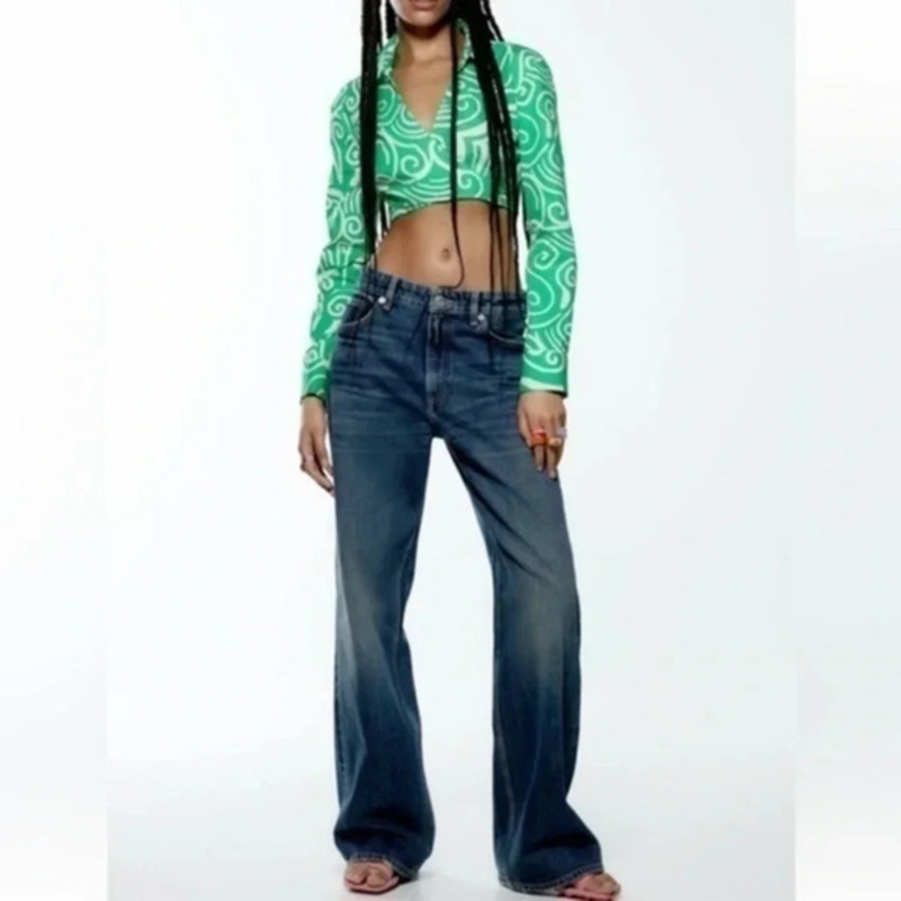 New Zara Poplin Front Wrap Crop Top